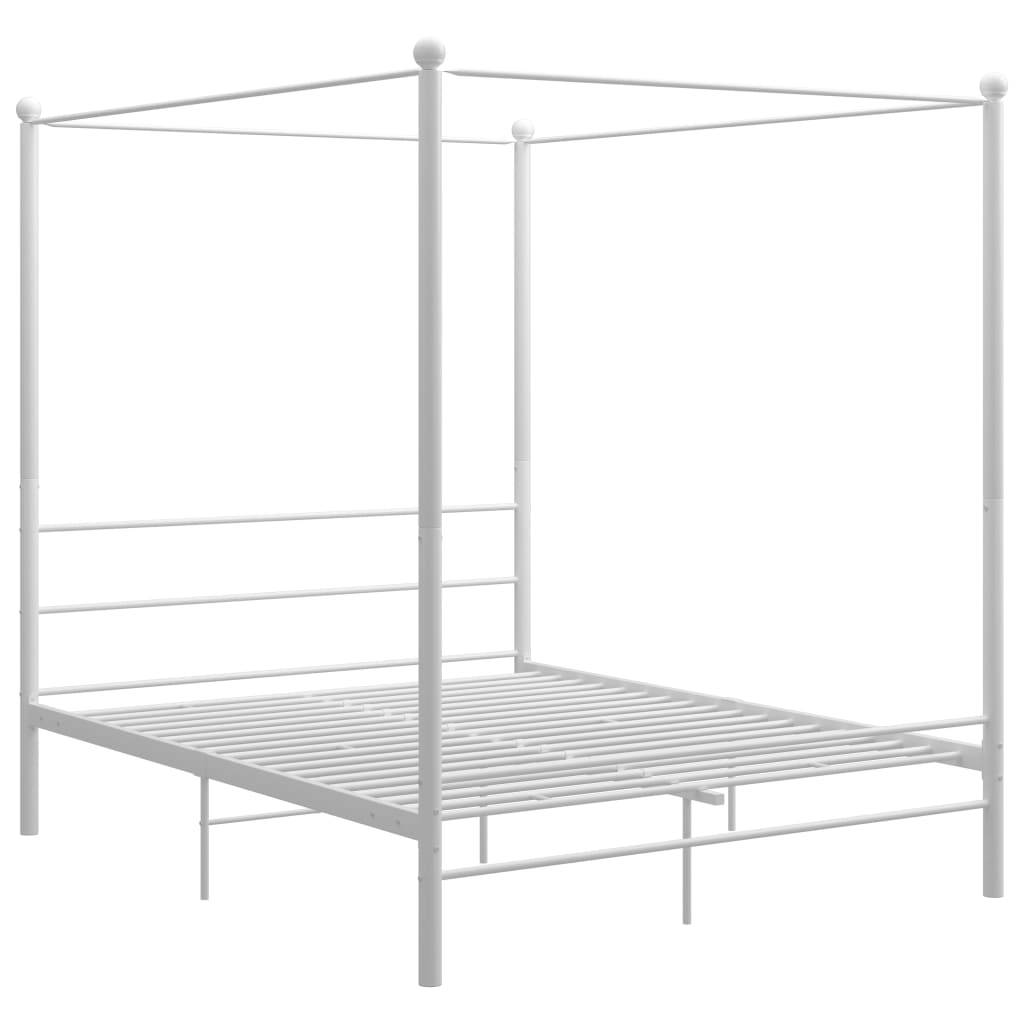 vidaXL Himmelbett Weiß Metall 160x200 cm