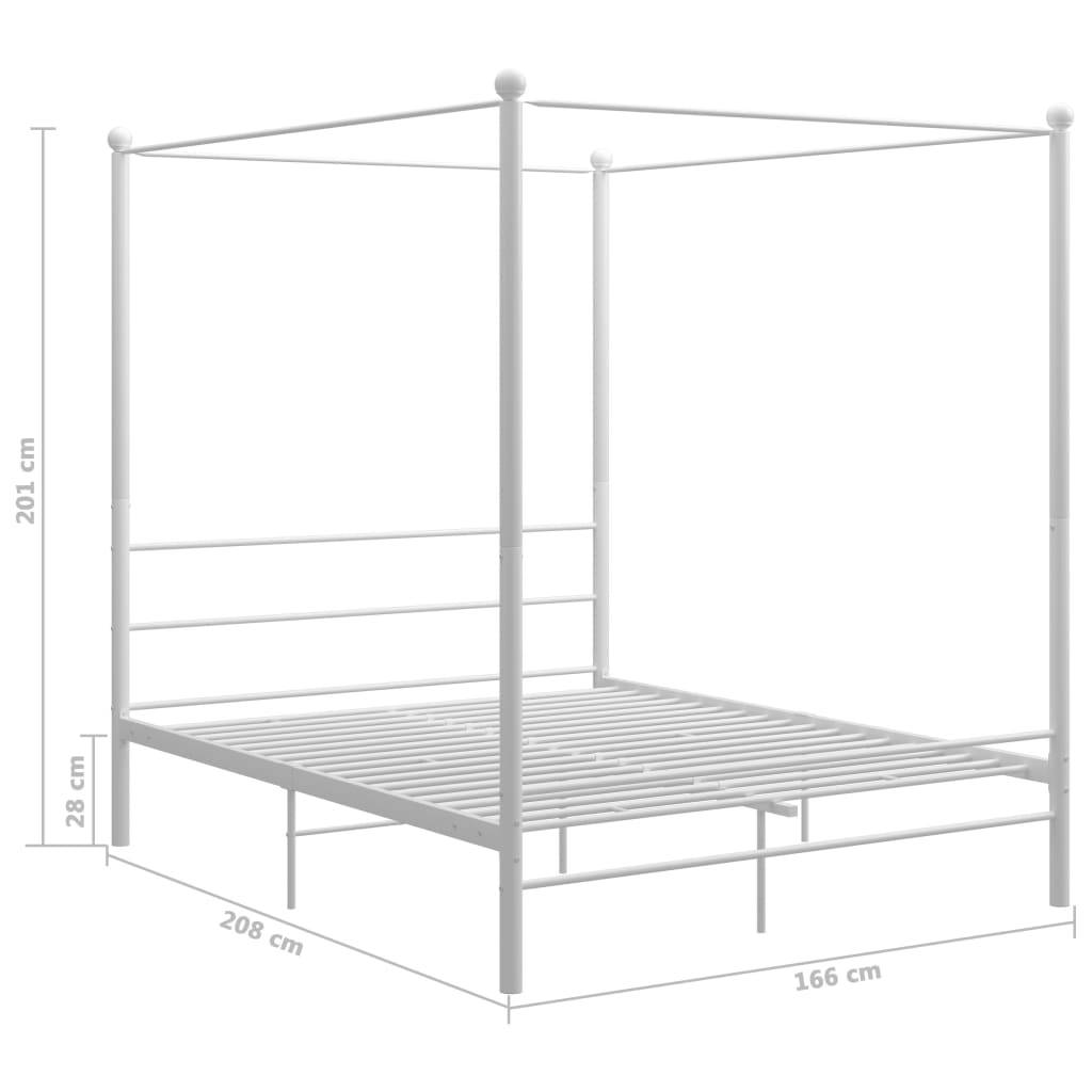 vidaXL Himmelbett Weiß Metall 160x200 cm