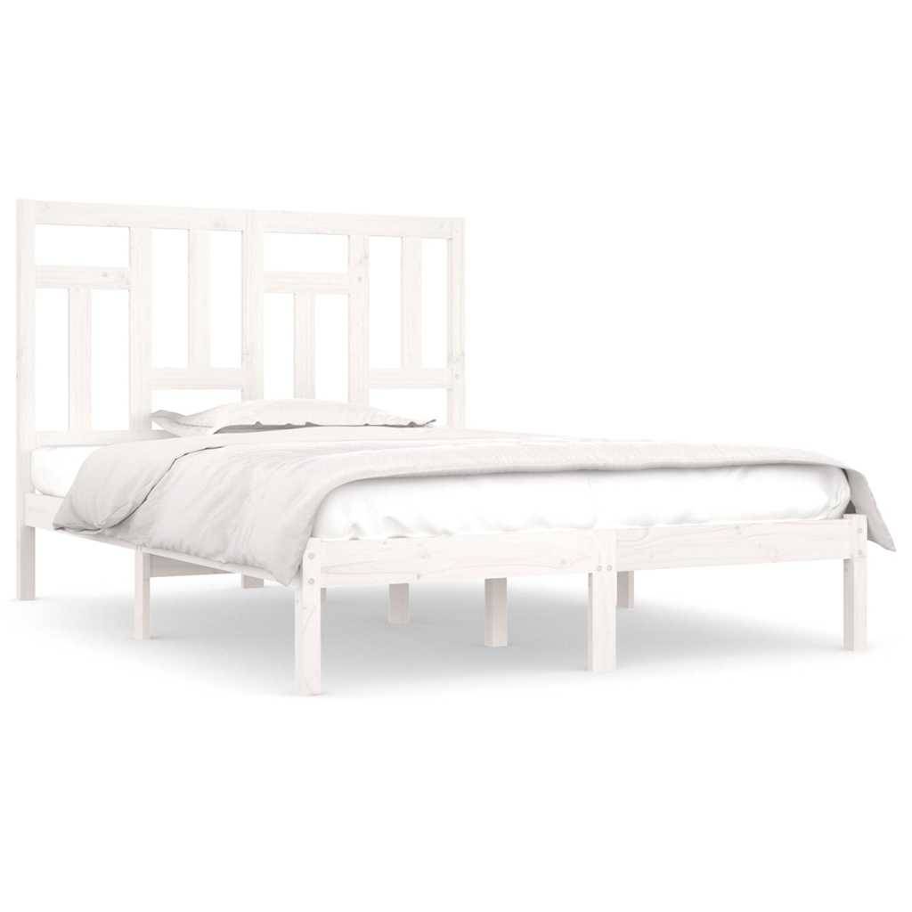 vidaXL Massivholzbett ohne Matratze Weiß 140x190 cm Kiefernholz