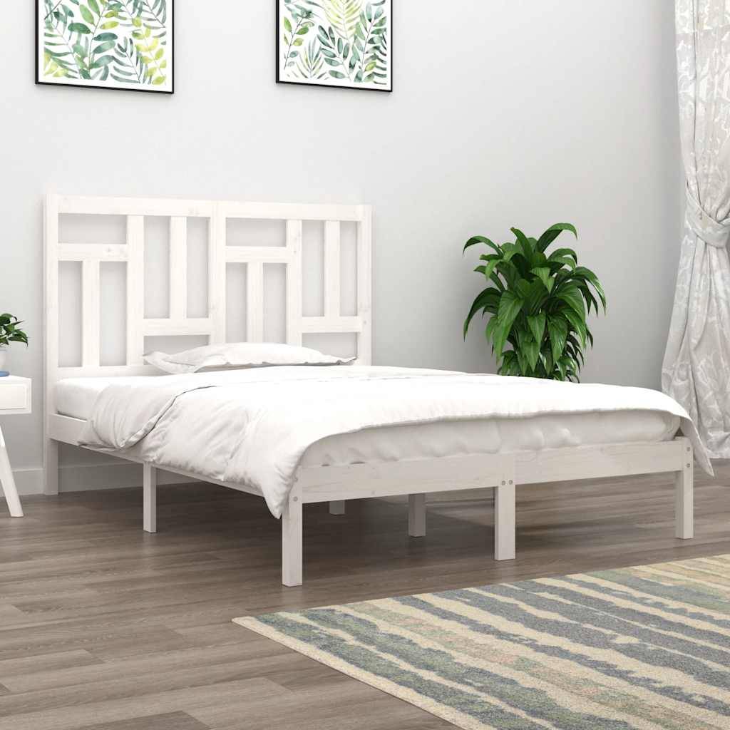 vidaXL Massivholzbett ohne Matratze Weiß 140x190 cm Kiefernholz