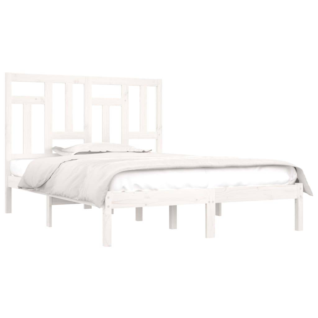 vidaXL Massivholzbett ohne Matratze Weiß 140x190 cm Kiefernholz