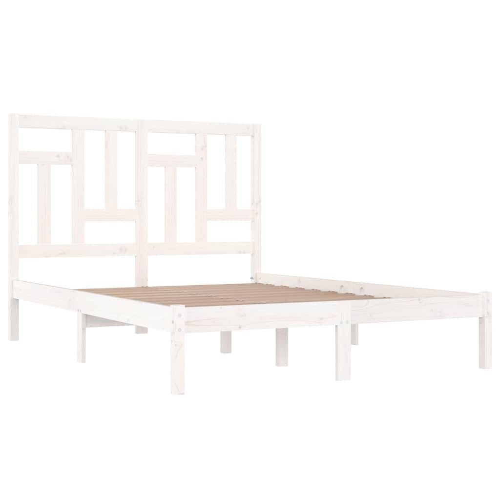 vidaXL Massivholzbett ohne Matratze Weiß 140x190 cm Kiefernholz