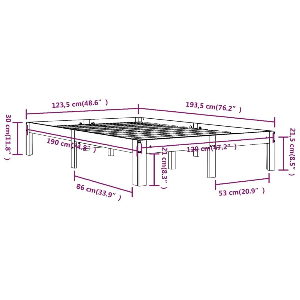 vidaXL Massivholzbett 120x190 cm