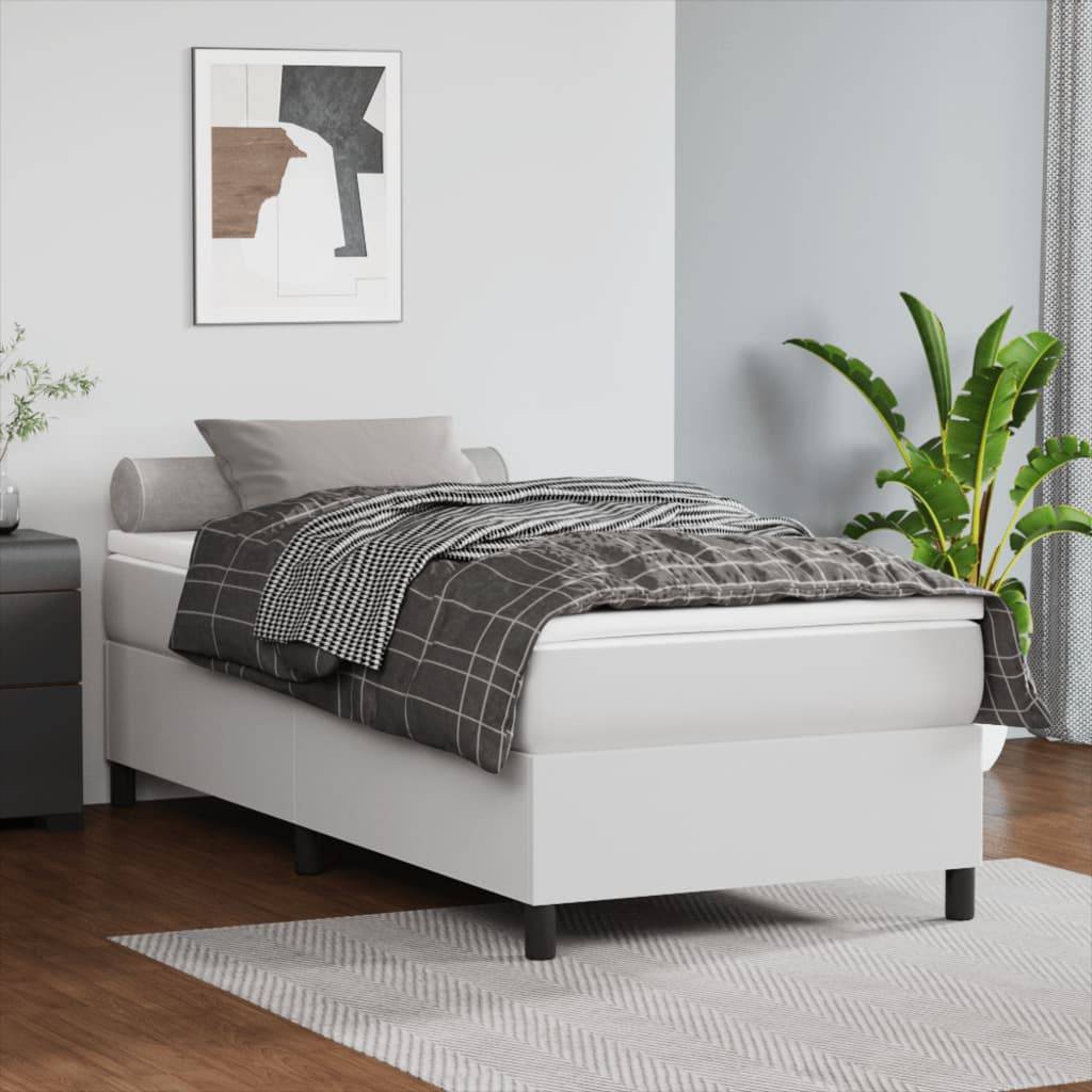 vidaXL Bettgestell Weiß 90x190 cm Kunstleder