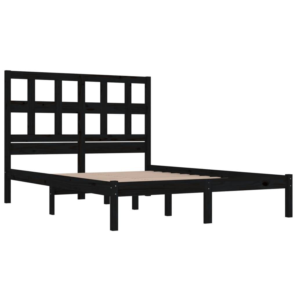 vidaXL Massivholzbett Schwarz Kiefer 200x200 cm