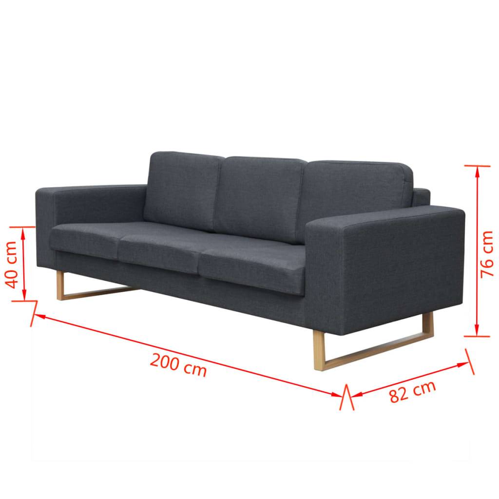 vidaXL Sofa 3-Sitzer Stoff Dunkelgrau