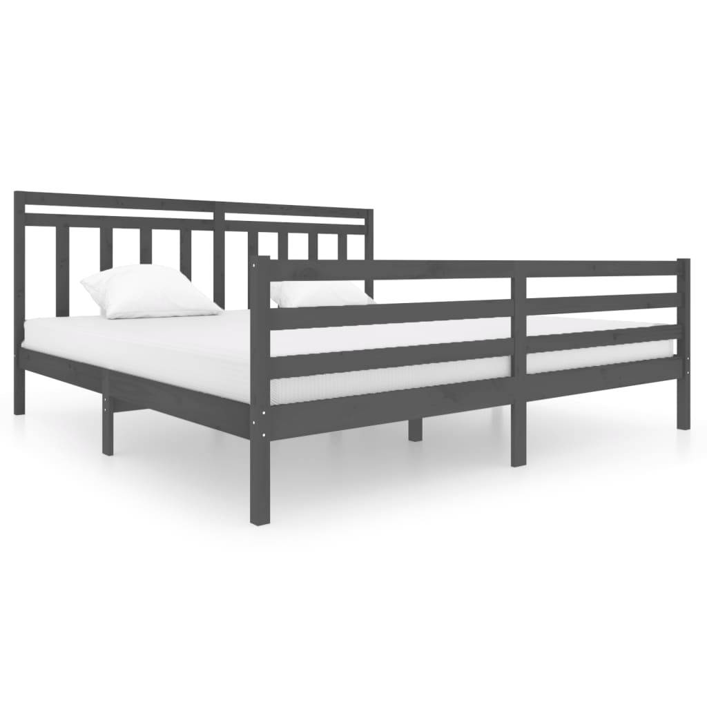vidaXL Massivholzbett Grau 200x200 cm