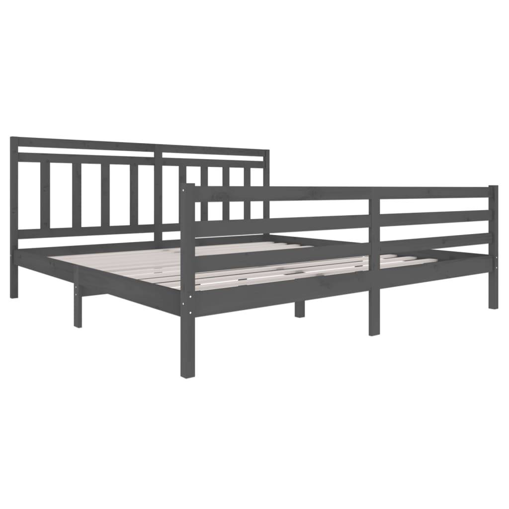 vidaXL Massivholzbett Grau 200x200 cm