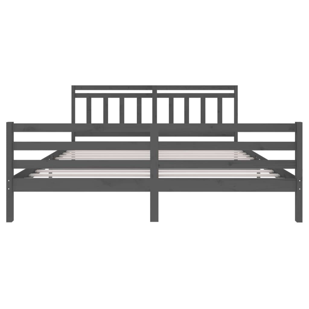 vidaXL Massivholzbett Grau 200x200 cm