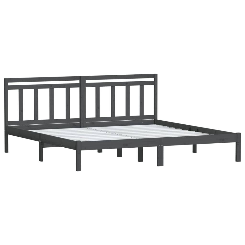 vidaXL Massivholzbett Grau Kiefer 200x200 cm
