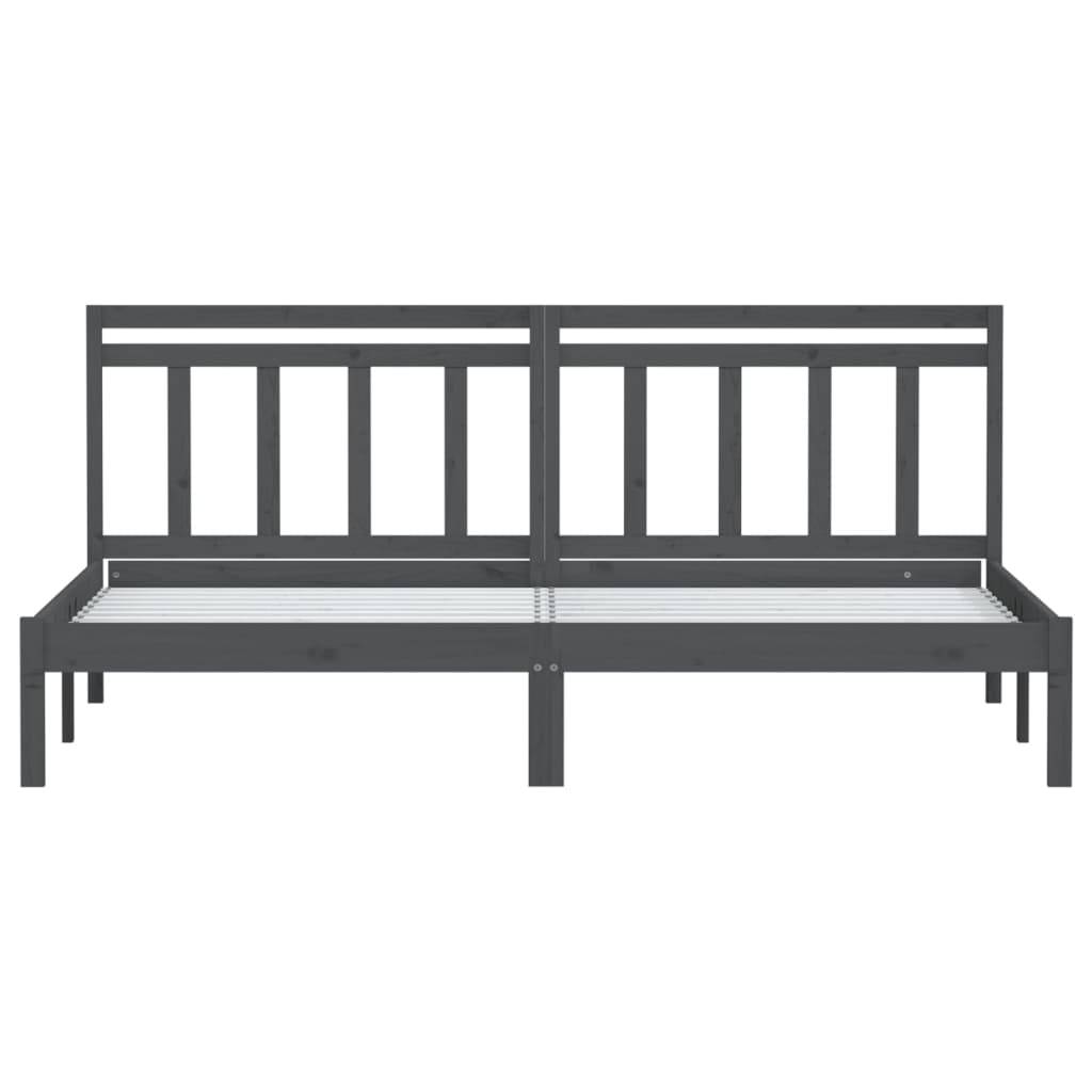 vidaXL Massivholzbett Grau Kiefer 200x200 cm