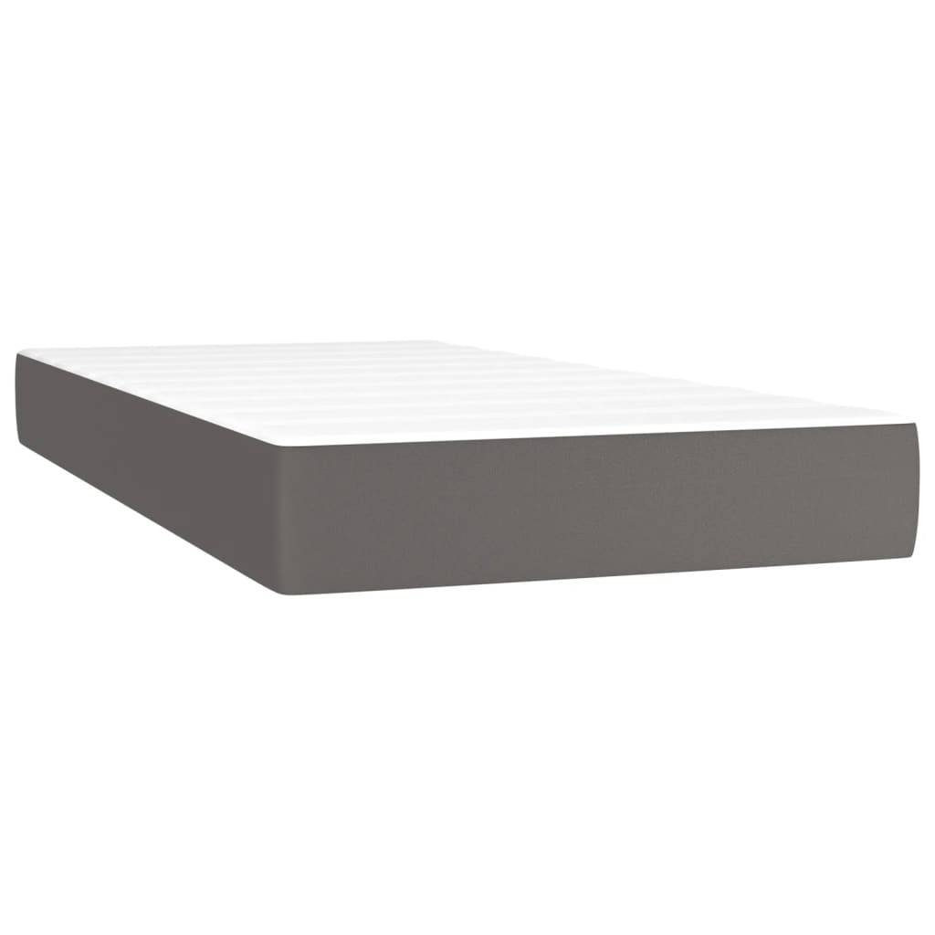 vidaXL Taschenfederkernmatratze Grau 100x200x20 cm Kunstleder