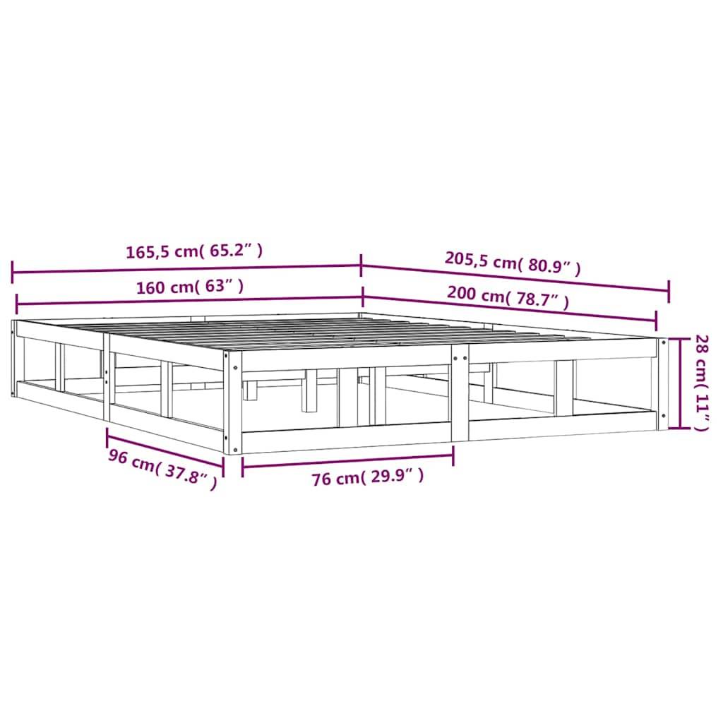 vidaXL Massivholzbett 160x200 cm