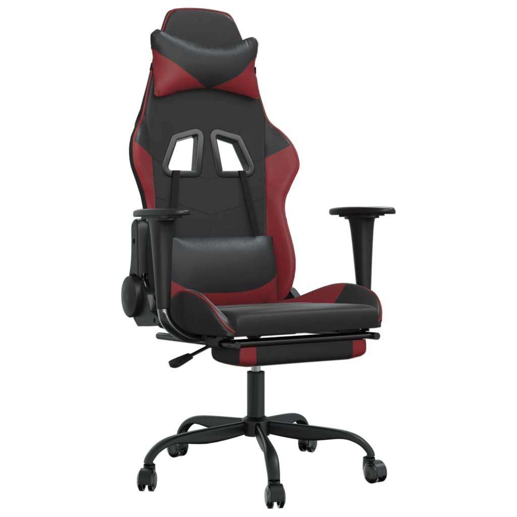 vidaXL Gaming-Stuhl mit Fußstütze Schwarz und Weinrot Kunstleder