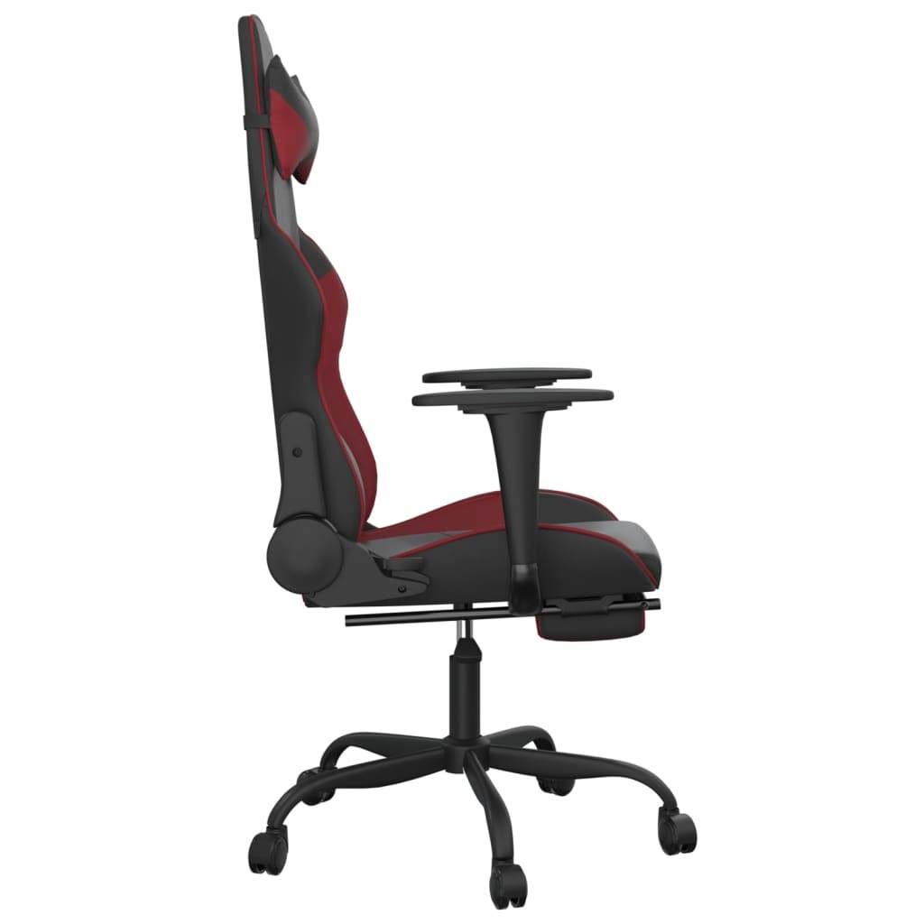 vidaXL Gaming-Stuhl mit Fußstütze Schwarz und Weinrot Kunstleder