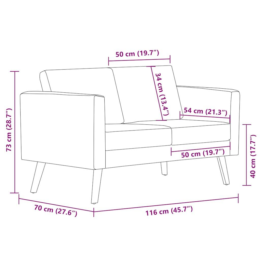 vidaXL Sofa 2-Sitzer Stoff Hellgrau