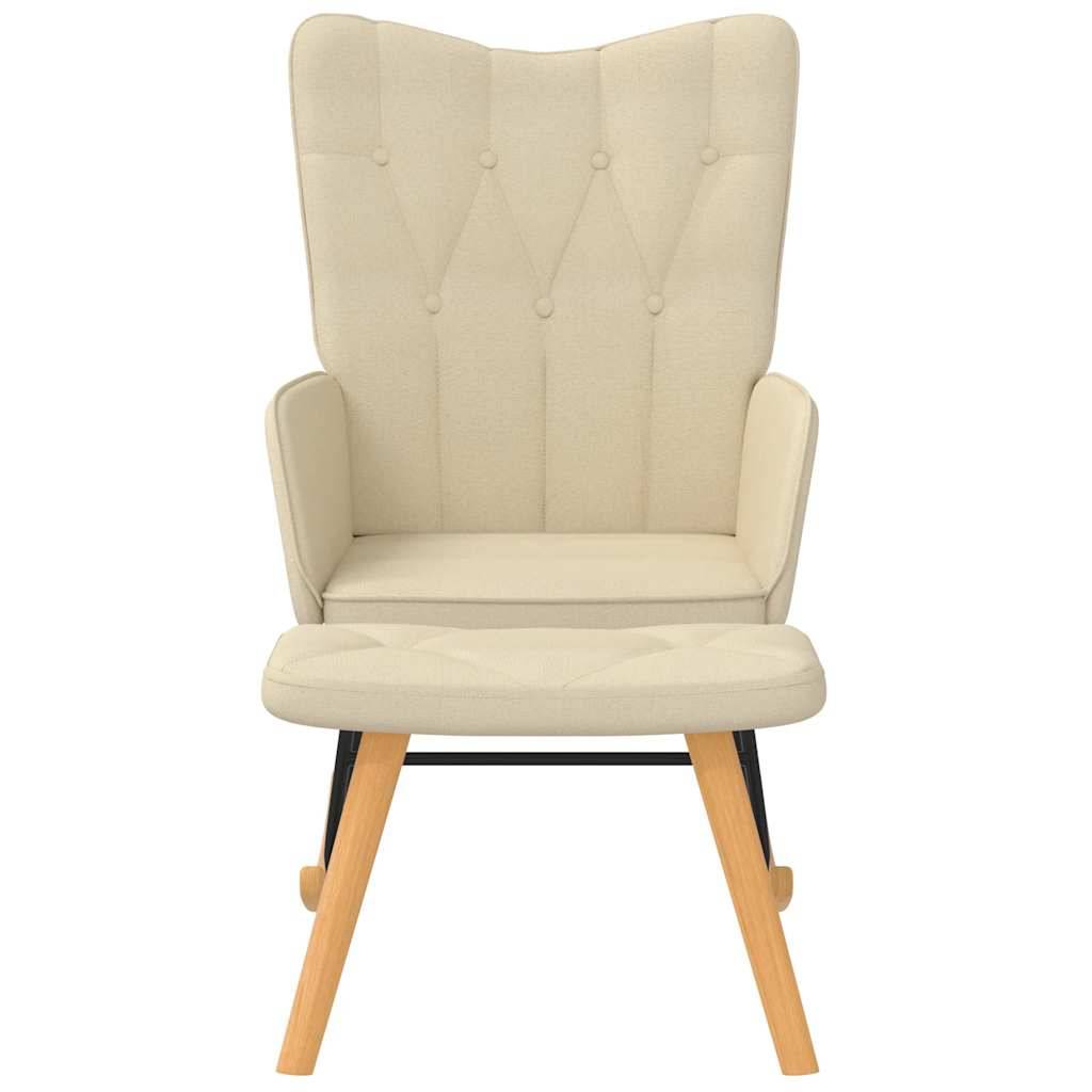 vidaXL Schaukelsessel mit Hocker Creme Stoff