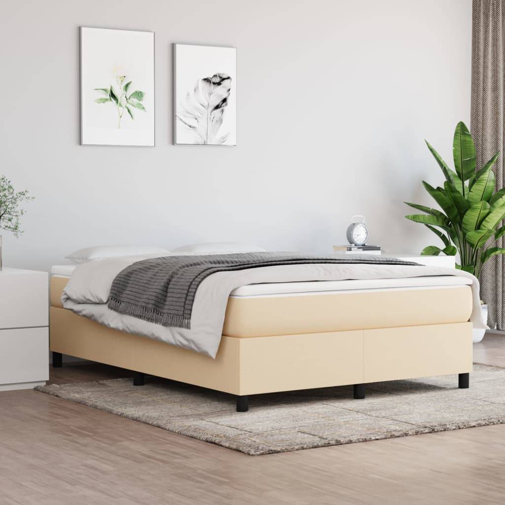 vidaXL Bettgestell ohne Matratze Creme 140x200 cm Stoff