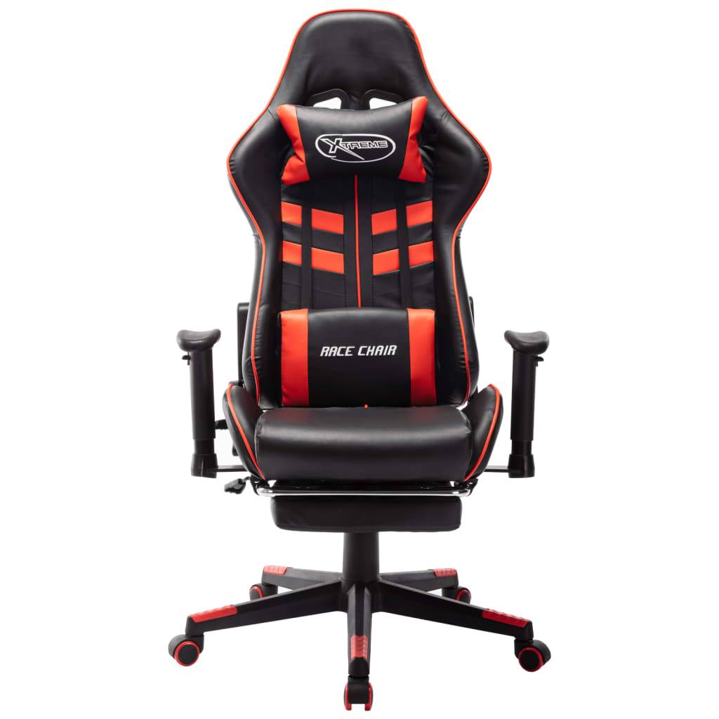 vidaXL Gaming-Stuhl mit Fußstütze Schwarz und Rot Kunstleder