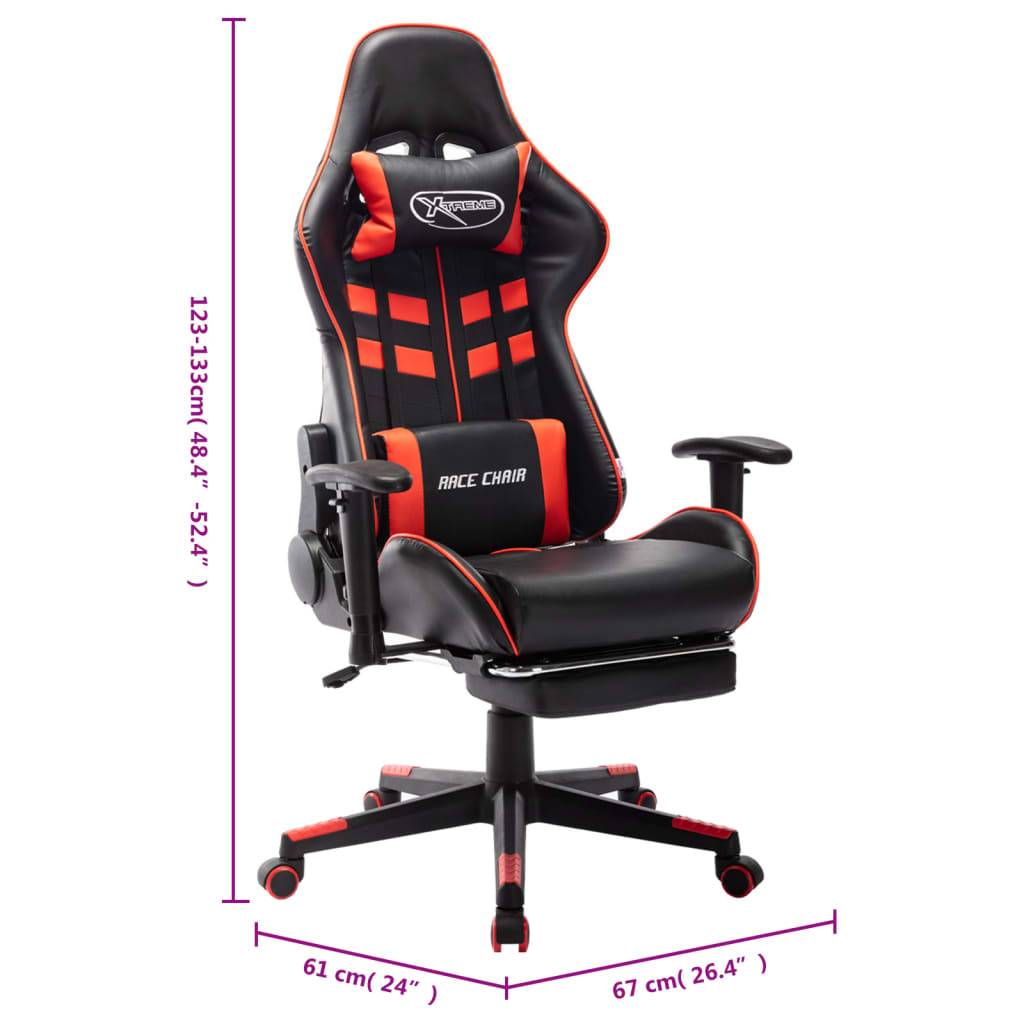 vidaXL Gaming-Stuhl mit Fußstütze Schwarz und Rot Kunstleder