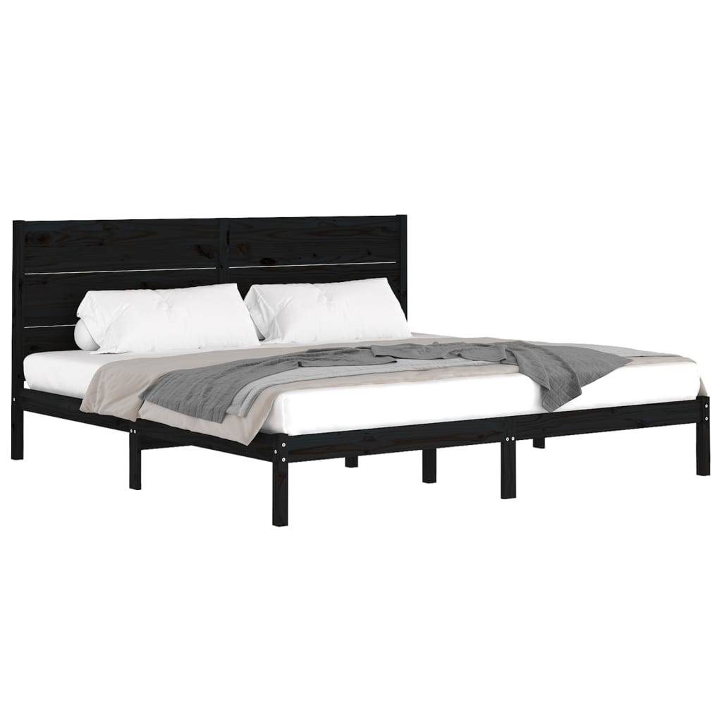 vidaXL Massivholzbett Schwarz Kiefer 200x200 cm