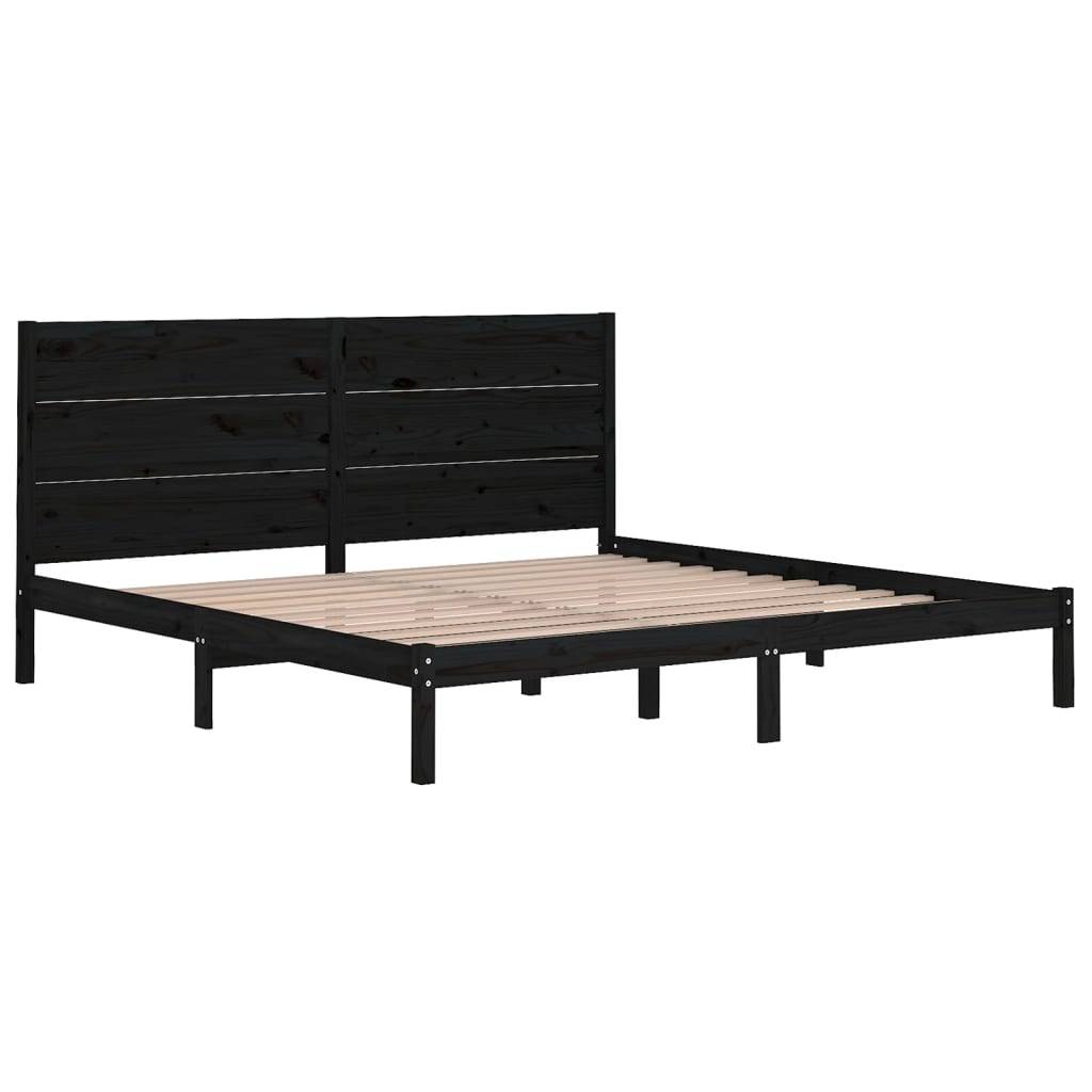 vidaXL Massivholzbett Schwarz Kiefer 200x200 cm