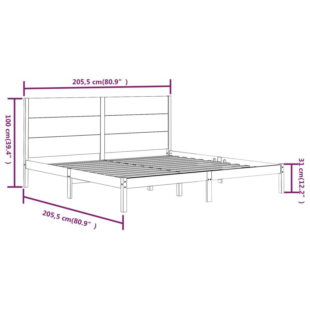 vidaXL Massivholzbett Schwarz Kiefer 200x200 cm