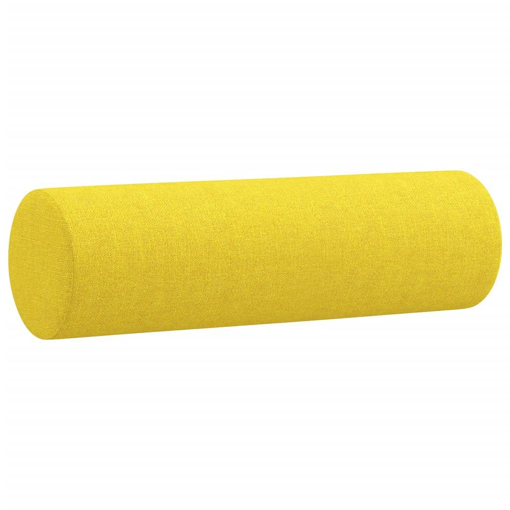 vidaXL Zierkissen 2 Stk. Hellgelb Ø15x50 cm Stoff