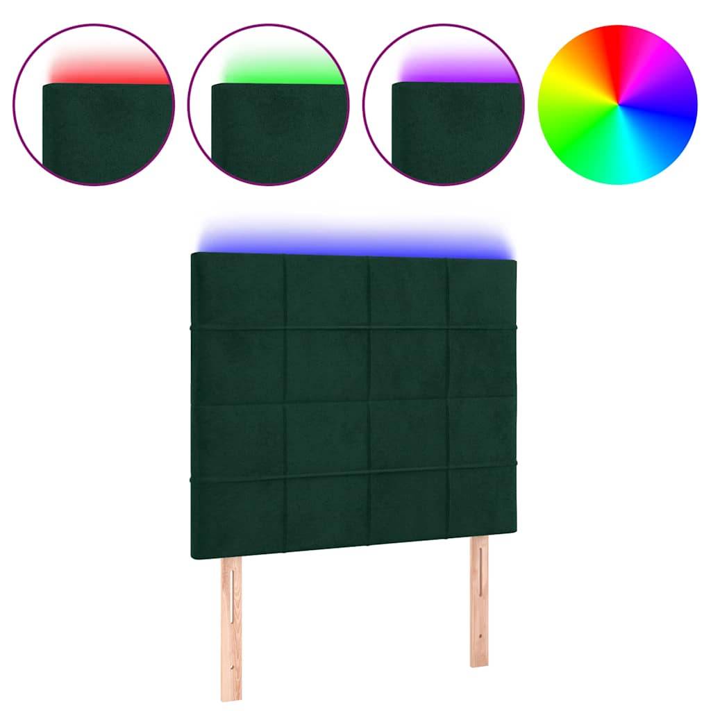 vidaXL LED Kopfteil Dunkelgrün 90x5x118/128 cm Samt