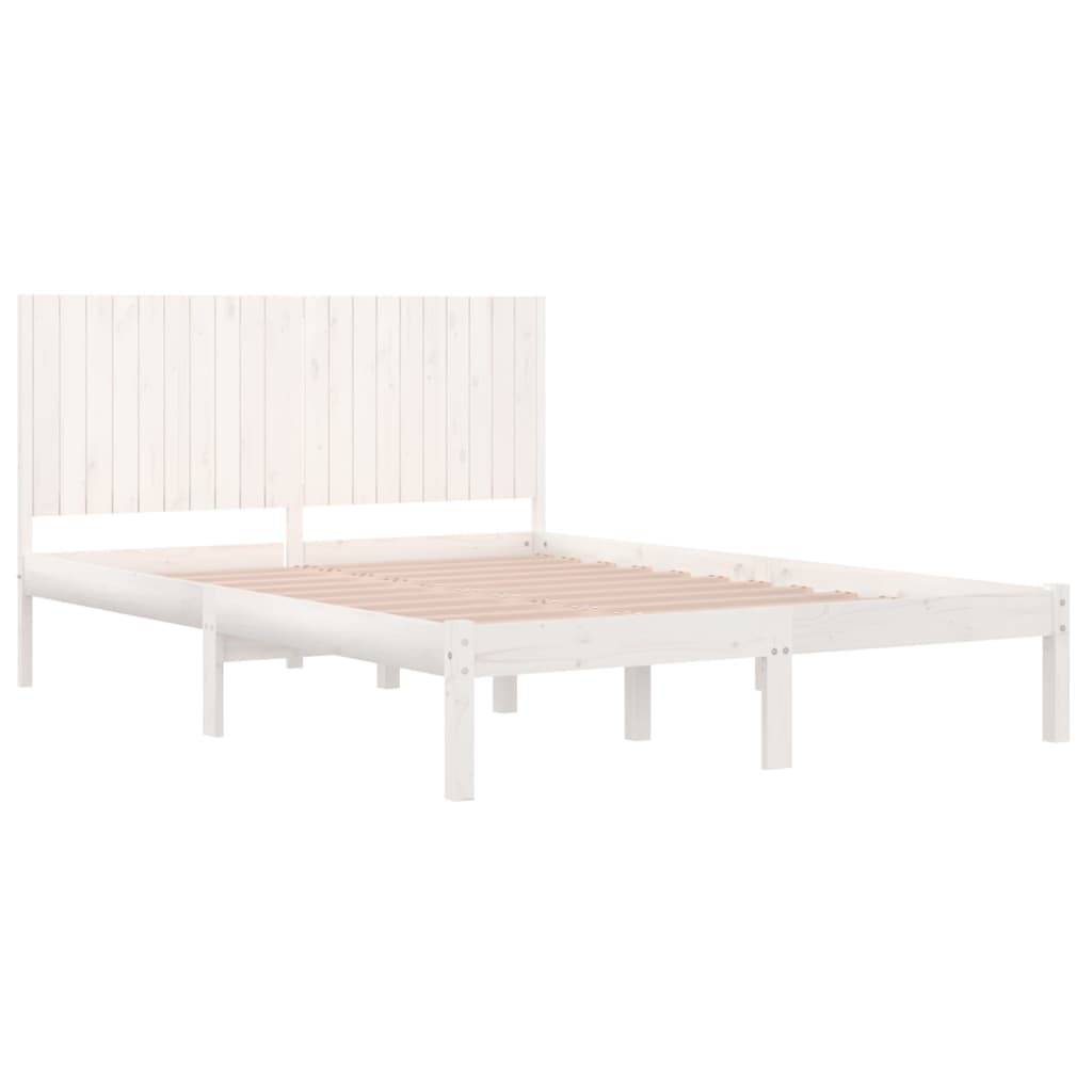 vidaXL Massivholzbett ohne Matratze Weiß 200x200 cm Kiefernholz