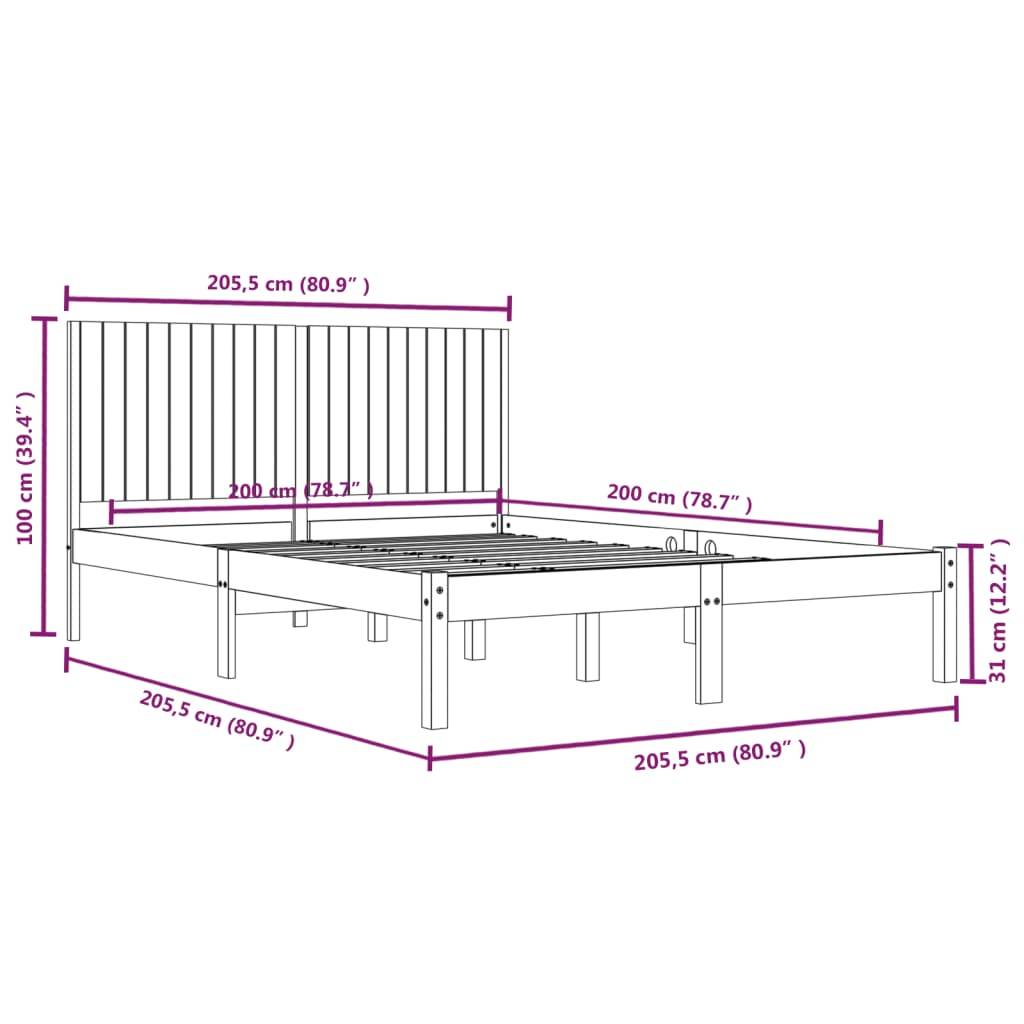 vidaXL Massivholzbett ohne Matratze Weiß 200x200 cm Kiefernholz