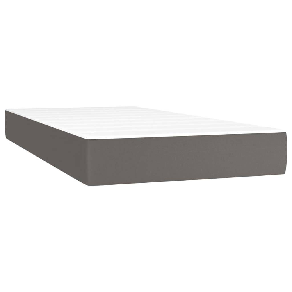 vidaXL Taschenfederkernmatratze Grau 90x190x20 cm Kunstleder