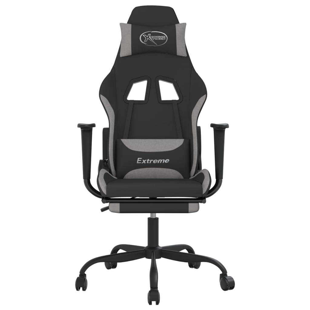 vidaXL Gaming-Stuhl mit Fußstütze Schwarz und Hellgrau Stoff