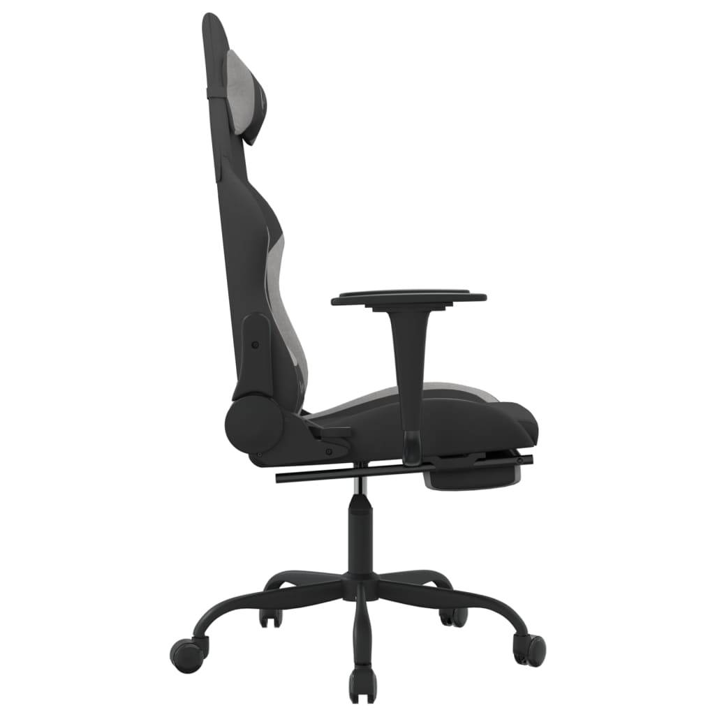 vidaXL Gaming-Stuhl mit Fußstütze Schwarz und Hellgrau Stoff