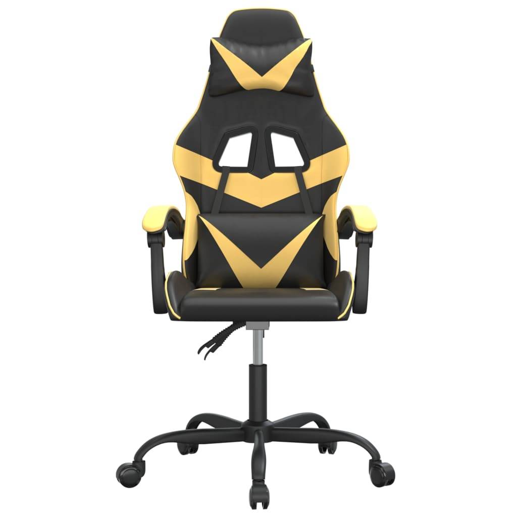 vidaXL Gaming-Stuhl Drehbar Schwarz und Golden Kunstleder