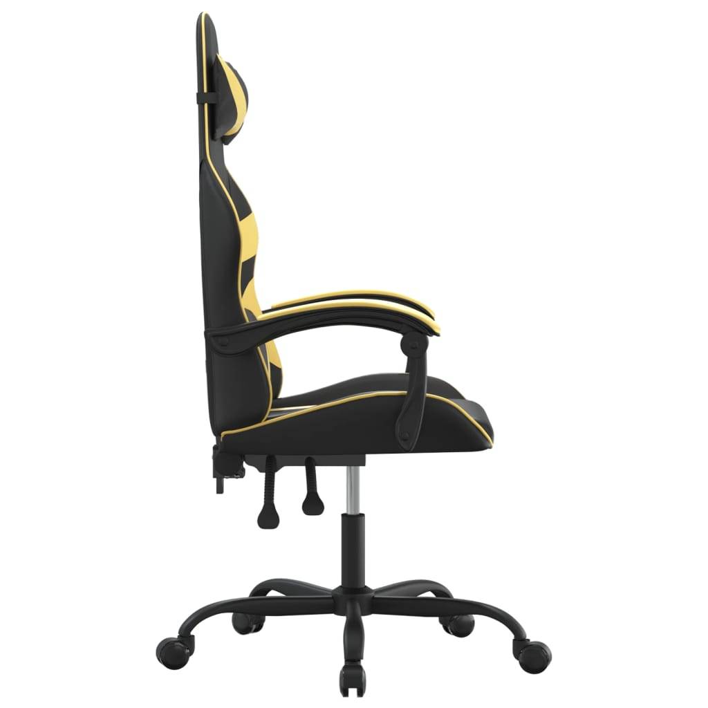 vidaXL Gaming-Stuhl Drehbar Schwarz und Golden Kunstleder