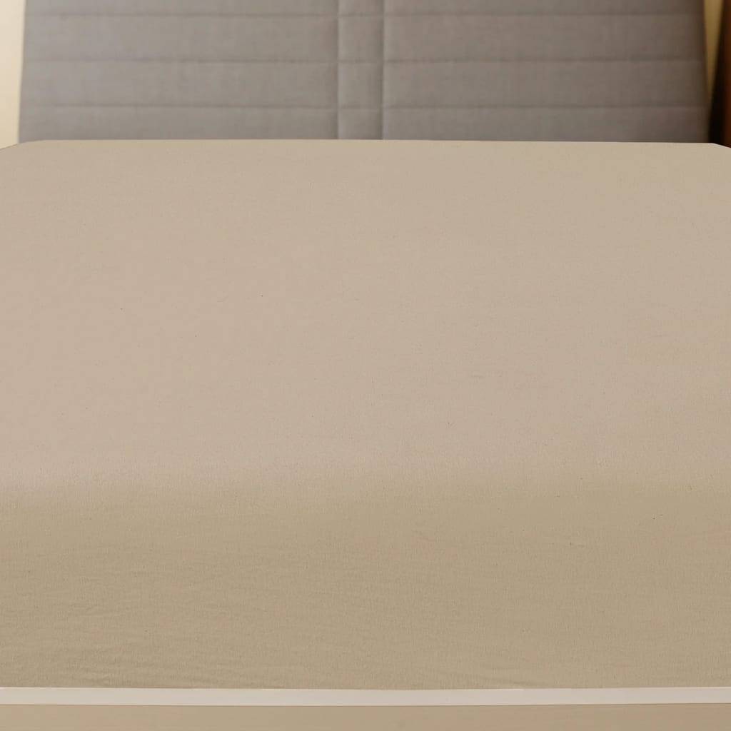 vidaXL Spannbettlaken Jersey Taupe 90x200 cm Baumwolle