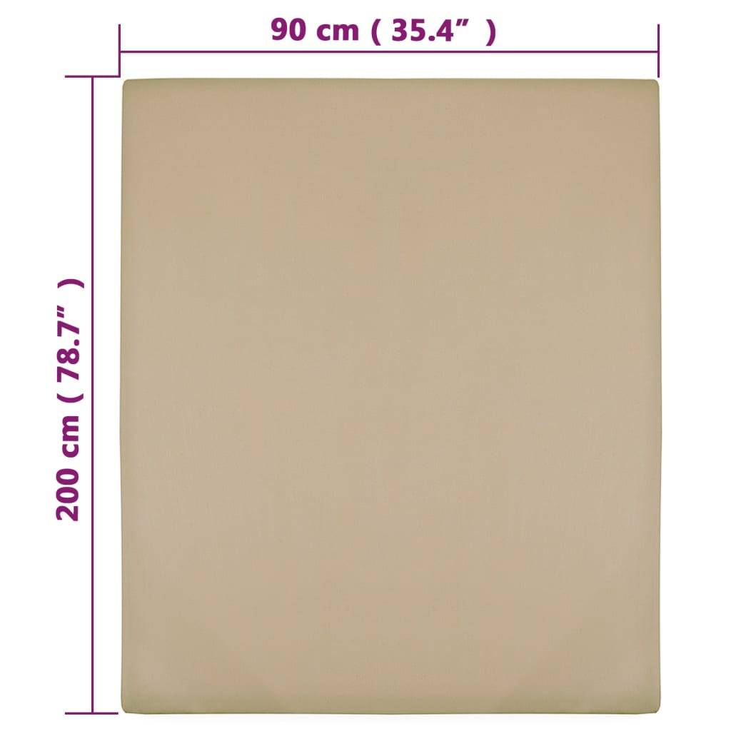 vidaXL Spannbettlaken Jersey Taupe 90x200 cm Baumwolle