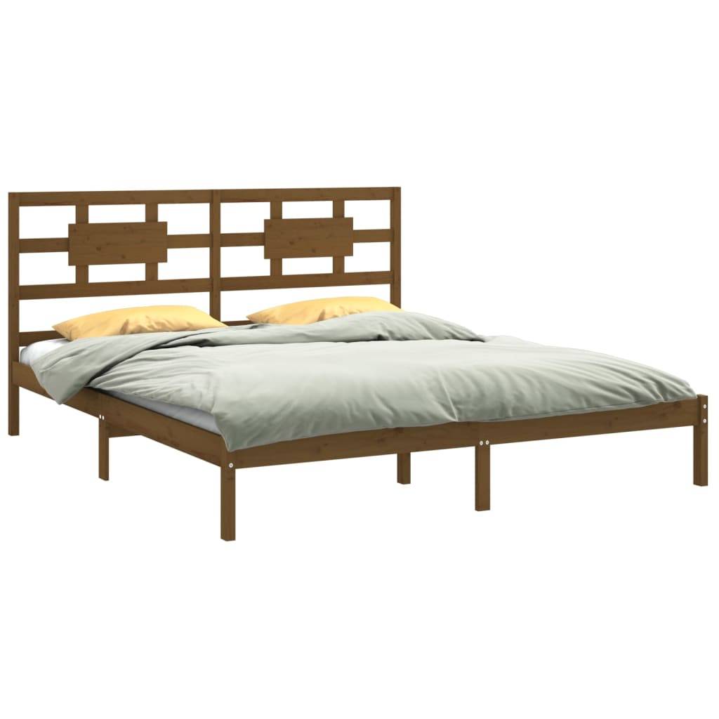 vidaXL Massivholzbett Honigbraun 200x200 cm