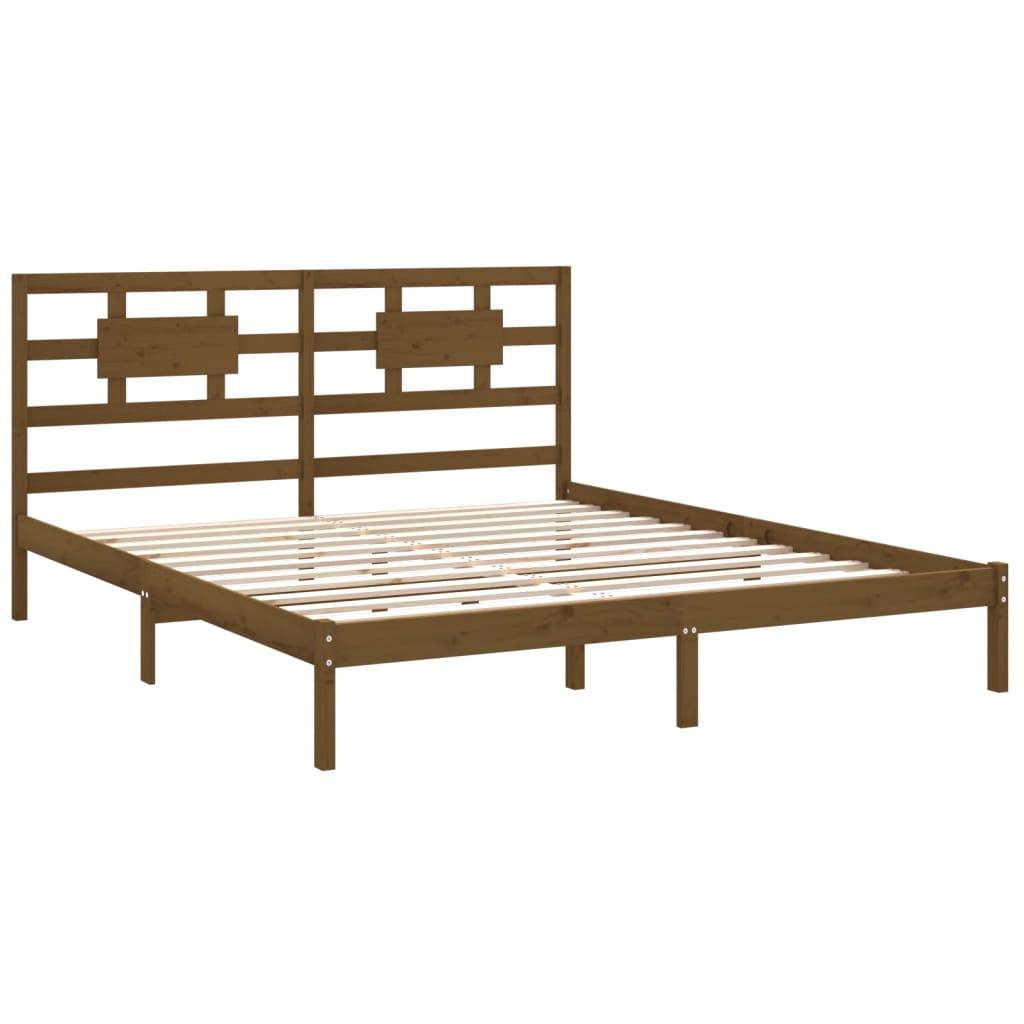 vidaXL Massivholzbett Honigbraun 200x200 cm