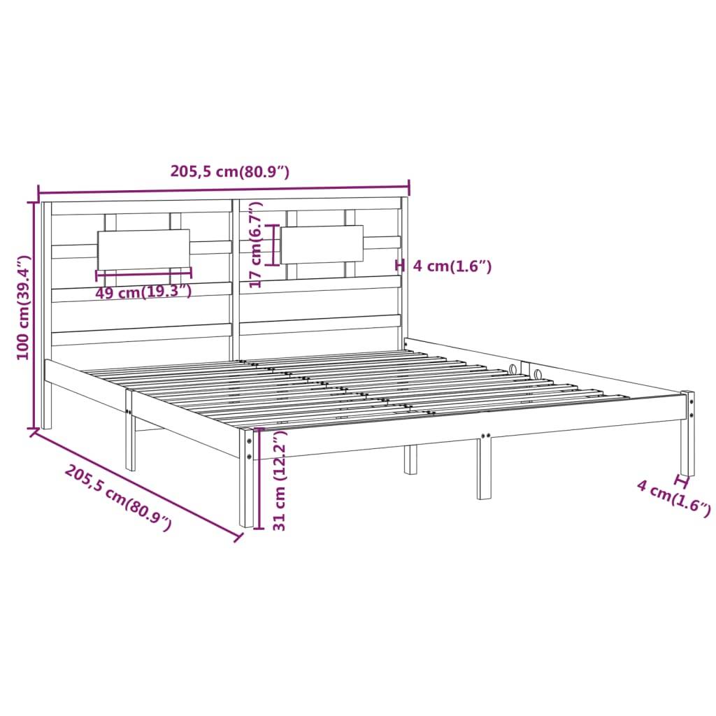 vidaXL Massivholzbett Honigbraun 200x200 cm