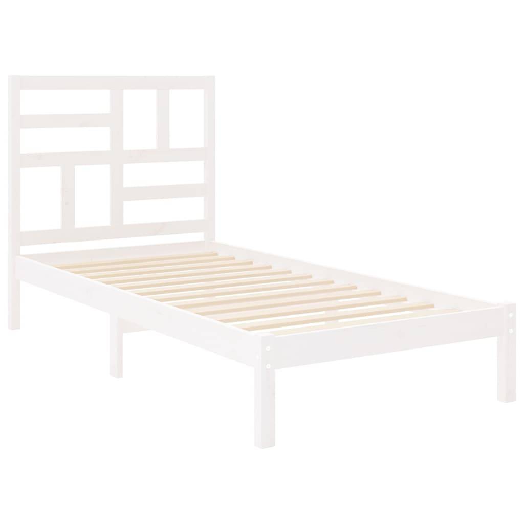 vidaXL Massivholzbett Weiß 90x200 cm