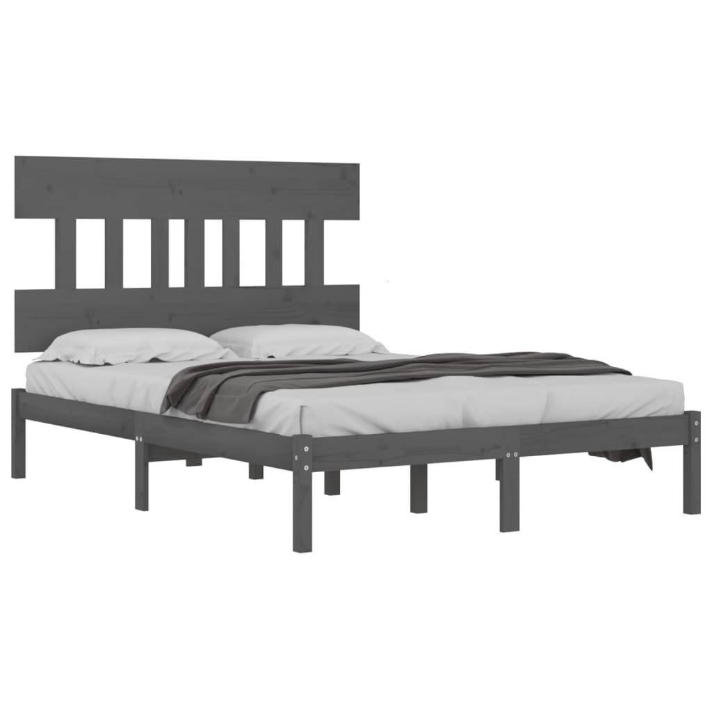 vidaXL Massivholzbett Grau 200x200 cm