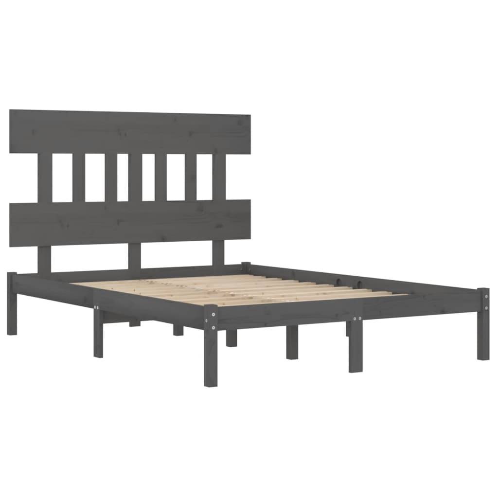 vidaXL Massivholzbett Grau 200x200 cm