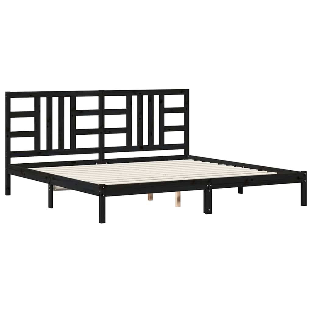 vidaXL Massivholzbett Schwarz 200x200 cm