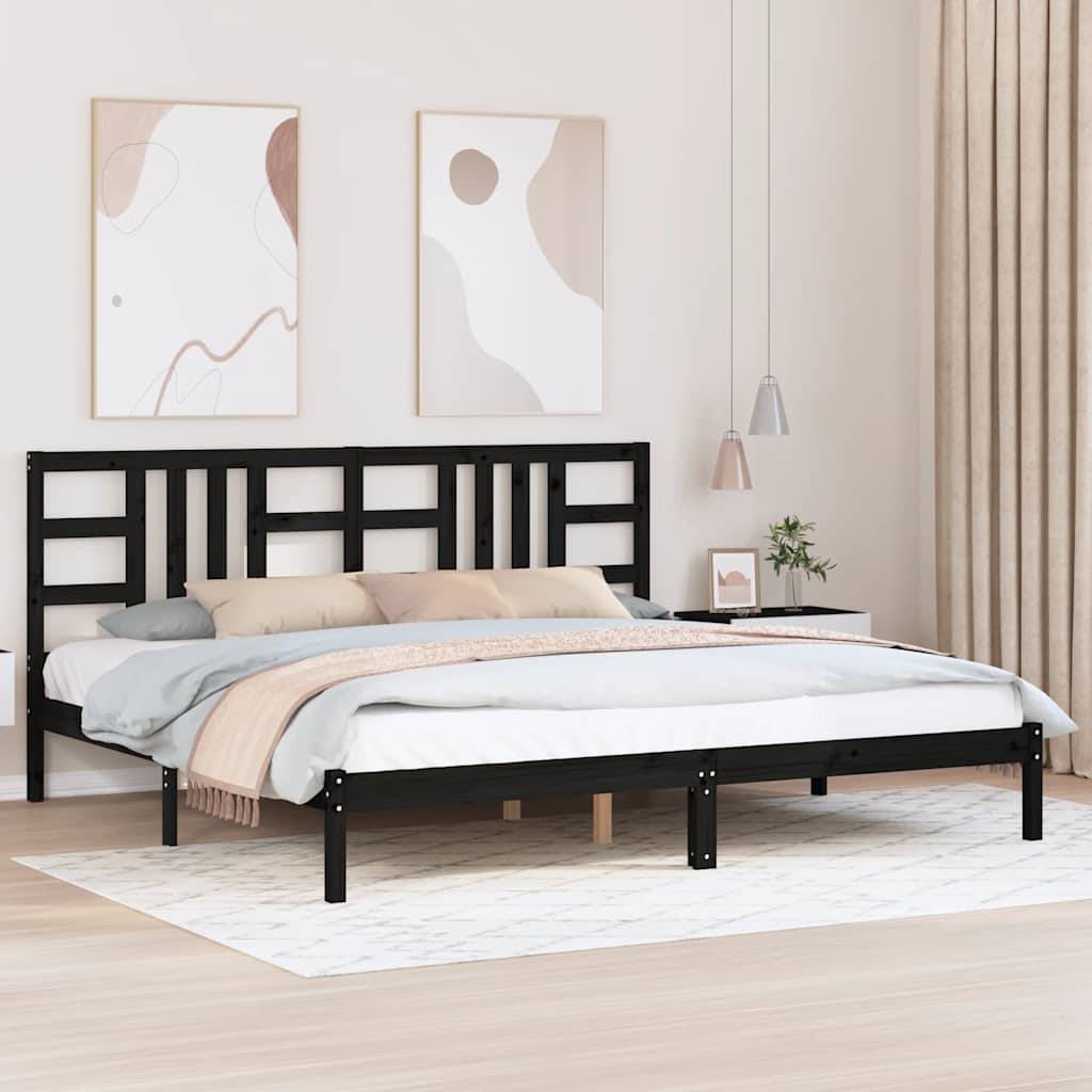 vidaXL Massivholzbett Schwarz 200x200 cm