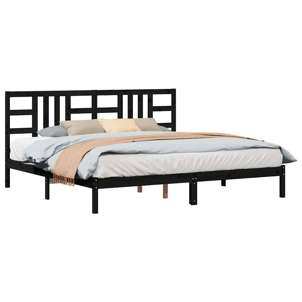 vidaXL Massivholzbett Schwarz 200x200 cm