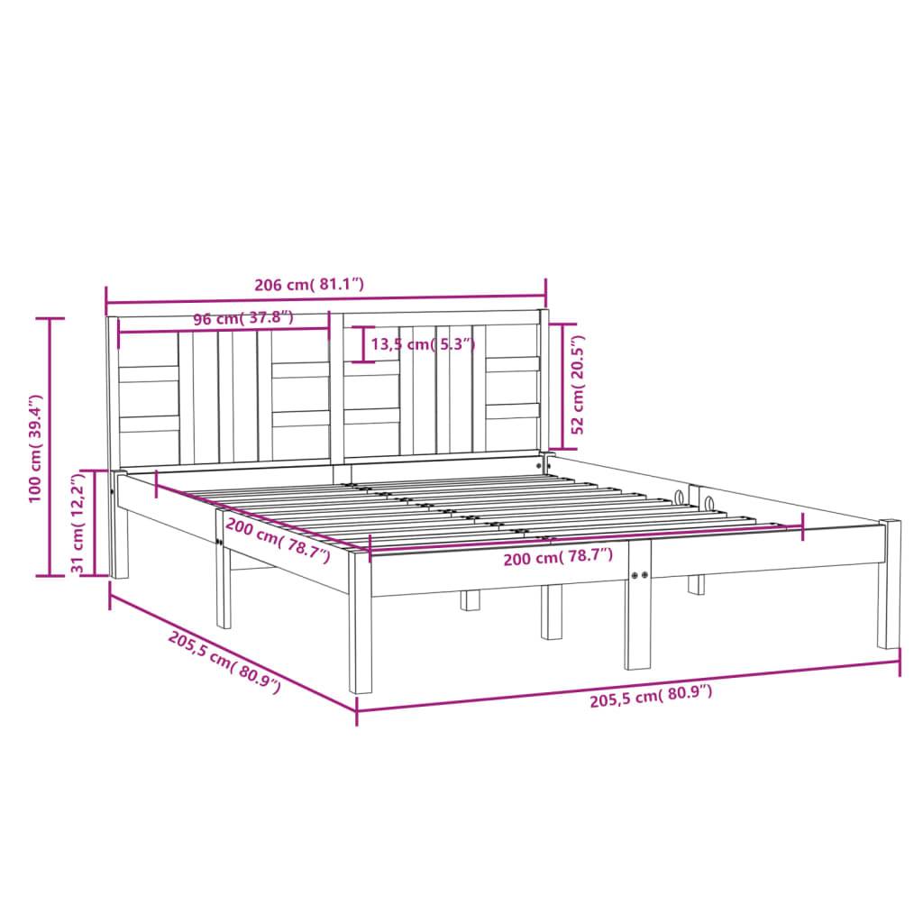 vidaXL Massivholzbett Schwarz 200x200 cm