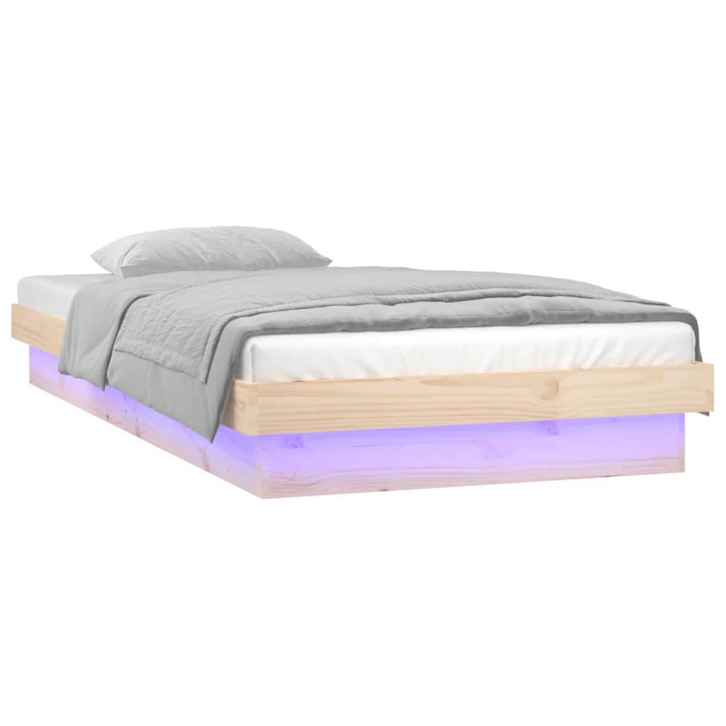 vidaXL Massivholzbett mit LED 90x200 cm