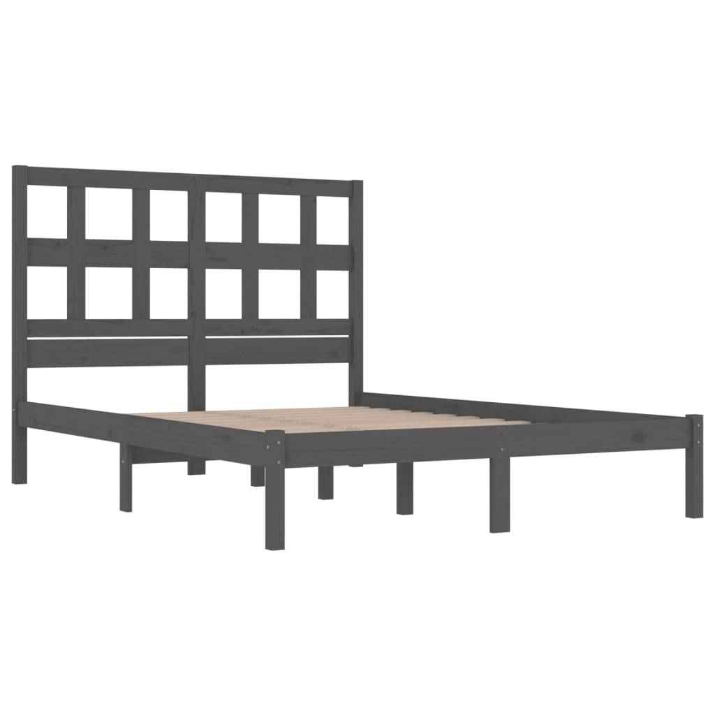 vidaXL Massivholzbett Grau Kiefer 200x200 cm